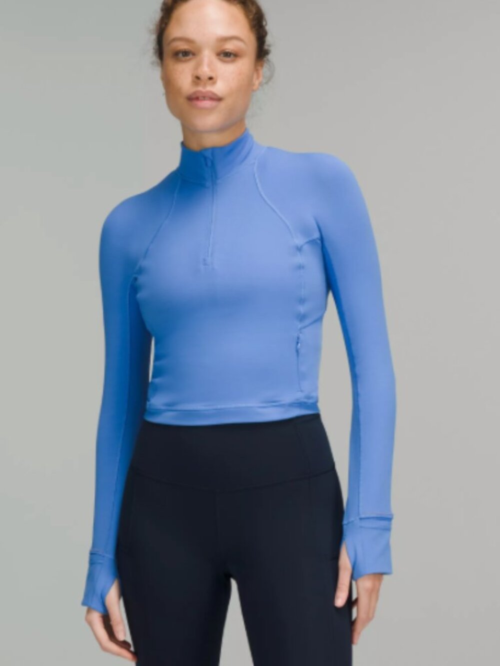 Lululemon It's Rulu Cropped Half Zip, Blue Nile, Size 2, NWOT